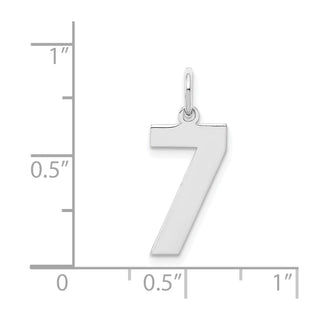 Sterling Silver Rhodium-plated Medium Polished Number 7 Charm