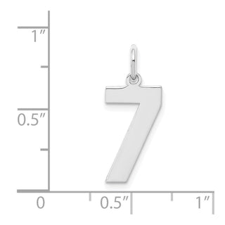 Sterling Silver Rhodium-plated Medium Polished Number 7 Charm