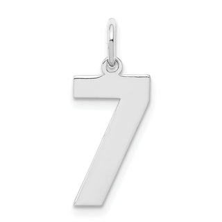Sterling Silver Rhodium-plated Medium Polished Number 7 Charm