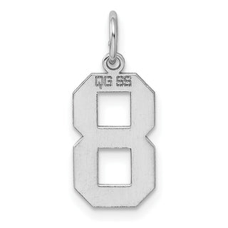 Sterling Silver Rhodium-plated Medium Polished Number 8 Charm
