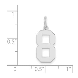 Sterling Silver Rhodium-plated Medium Polished Number 8 Charm