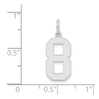 Sterling Silver Rhodium-plated Medium Polished Number 8 Charm