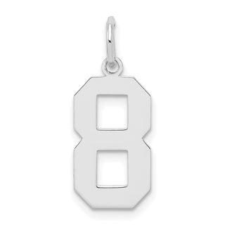 Sterling Silver Rhodium-plated Medium Polished Number 8 Charm