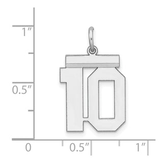 Sterling Silver Rhodium-plated Medium Polished Number 10 Charm