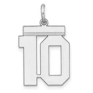 Sterling Silver Rhodium-plated Medium Polished Number 10 Charm