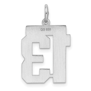 Sterling Silver Rhodium-plated Medium Polished Number 13 Charm