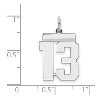 Sterling Silver Rhodium-plated Medium Polished Number 13 Charm