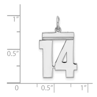 Sterling Silver Rhodium-plated Medium Polished Number 14 Charm