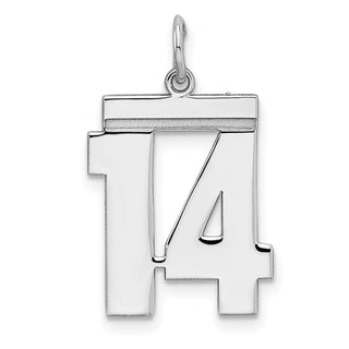 Sterling Silver Rhodium-plated Medium Polished Number 14 Charm