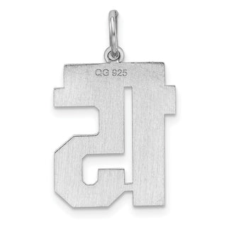 Sterling Silver Rhodium-plated Medium Polished Number 15 Charm