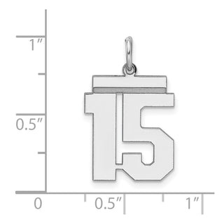 Sterling Silver Rhodium-plated Medium Polished Number 15 Charm