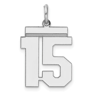 Sterling Silver Rhodium-plated Medium Polished Number 15 Charm