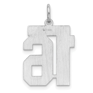 Sterling Silver Rhodium-plated Medium Polished Number 16 Charm