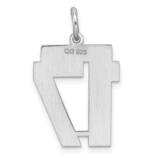 Sterling Silver Rhodium-plated Medium Polished Number 17 Charm