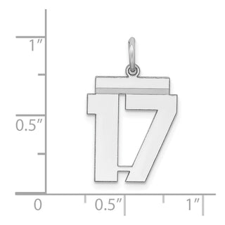 Sterling Silver Rhodium-plated Medium Polished Number 17 Charm