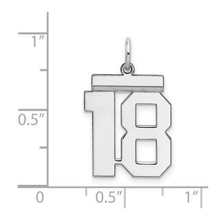 Sterling Silver Rhodium-plated Medium Polished Number 18 Charm