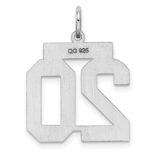 Sterling Silver Rhodium-plated Medium Polished Number 20 Charm