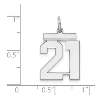 Sterling Silver Rhodium-plated Medium Polished Number 21 Charm