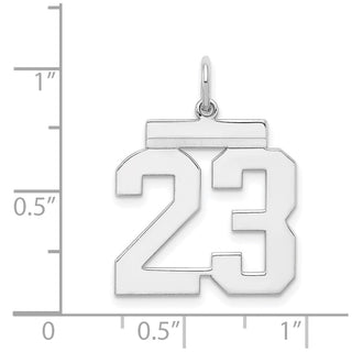 Sterling Silver Rhodium-plated Medium Polished Number 23 Charm