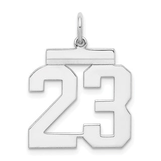 Sterling Silver Rhodium-plated Medium Polished Number 23 Charm