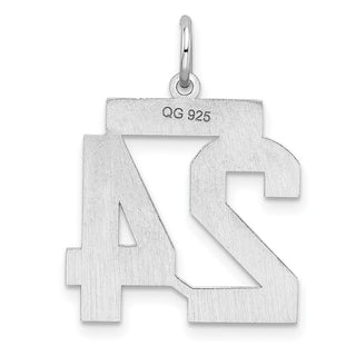 Sterling Silver Rhodium-plated Medium Polished Number 24 Charm