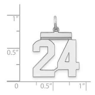 Sterling Silver Rhodium-plated Medium Polished Number 24 Charm