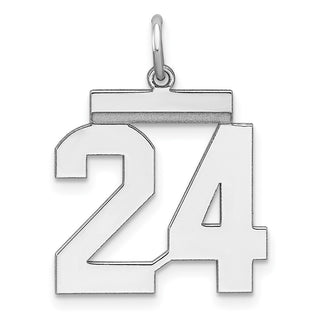 Sterling Silver Rhodium-plated Medium Polished Number 24 Charm
