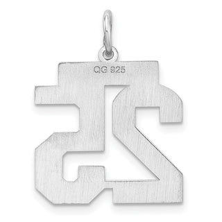 Sterling Silver Rhodium-plated Medium Polished Number 25 Charm