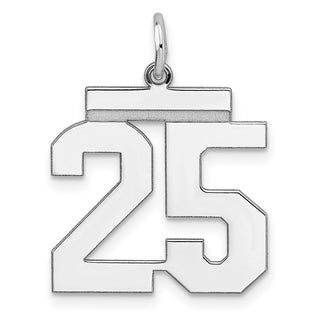 Sterling Silver Rhodium-plated Medium Polished Number 25 Charm