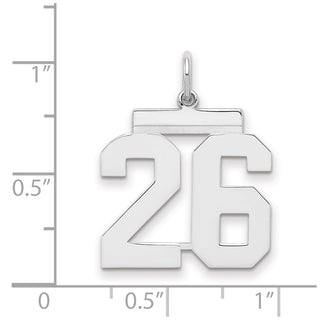 Sterling Silver Rhodium-plated Medium Polished Number 26 Charm