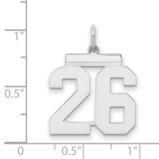 Sterling Silver Rhodium-plated Medium Polished Number 26 Charm