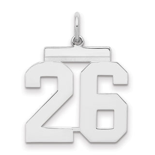 Sterling Silver Rhodium-plated Medium Polished Number 26 Charm