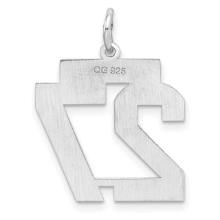 Sterling Silver Rhodium-plated Medium Polished Number 27 Charm
