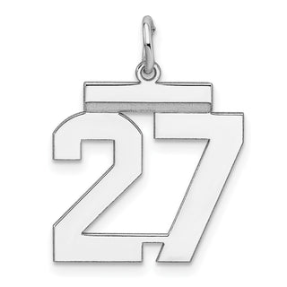 Sterling Silver Rhodium-plated Medium Polished Number 27 Charm