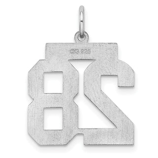 Sterling Silver Rhodium-plated Medium Polished Number 28 Charm