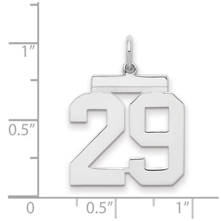 Sterling Silver Rhodium-plated Medium Polished Number 29 Charm