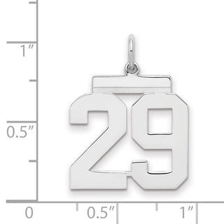 Sterling Silver Rhodium-plated Medium Polished Number 29 Charm