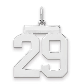 Sterling Silver Rhodium-plated Medium Polished Number 29 Charm