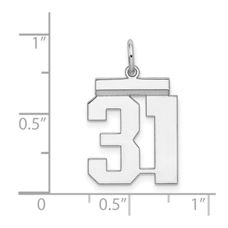 Sterling Silver Rhodium-plated Medium Polished Number 31 Charm