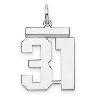 Sterling Silver Rhodium-plated Medium Polished Number 31 Charm