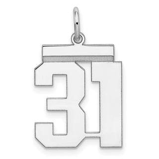 Sterling Silver Rhodium-plated Medium Polished Number 31 Charm