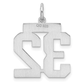 Sterling Silver Rhodium-plated Medium Polished Number 32 Charm