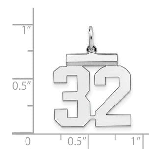 Sterling Silver Rhodium-plated Medium Polished Number 32 Charm