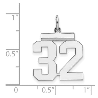 Sterling Silver Rhodium-plated Medium Polished Number 32 Charm