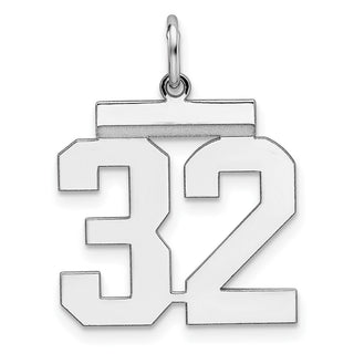 Sterling Silver Rhodium-plated Medium Polished Number 32 Charm