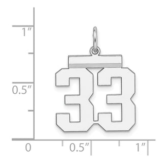 Sterling Silver Rhodium-plated Medium Polished Number 33 Charm