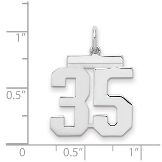 Sterling Silver Rhodium-plated Medium Polished Number 35 Charm