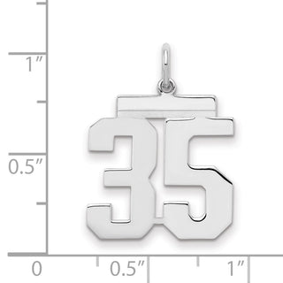 Sterling Silver Rhodium-plated Medium Polished Number 35 Charm