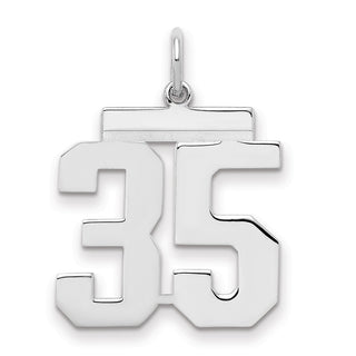 Sterling Silver Rhodium-plated Medium Polished Number 35 Charm