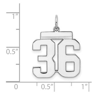 Sterling Silver Rhodium-plated Medium Polished Number 36 Charm